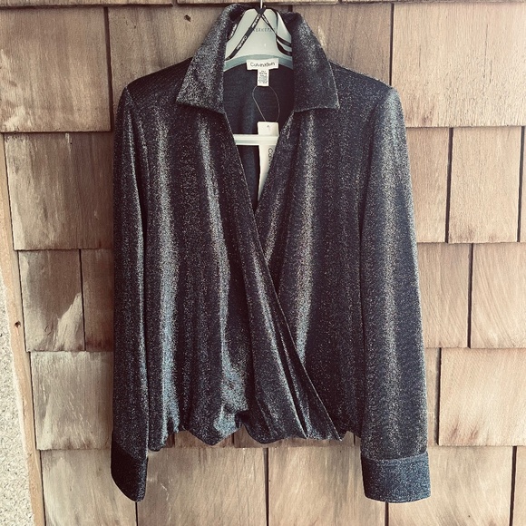 Calvin Klein Black Metallic Blouse - Picture 1 of 7